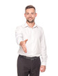 © Igor - smiling businessman in white shirt giving hand isolated on white