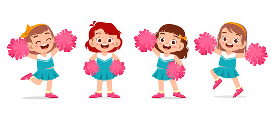 Canvas Print - happy cute girl wear cheerleader cute uniform set