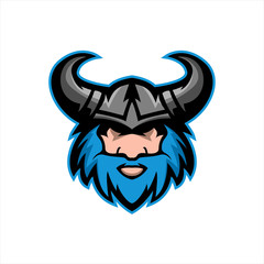 viking head e sports logo , gaming mascot template vector