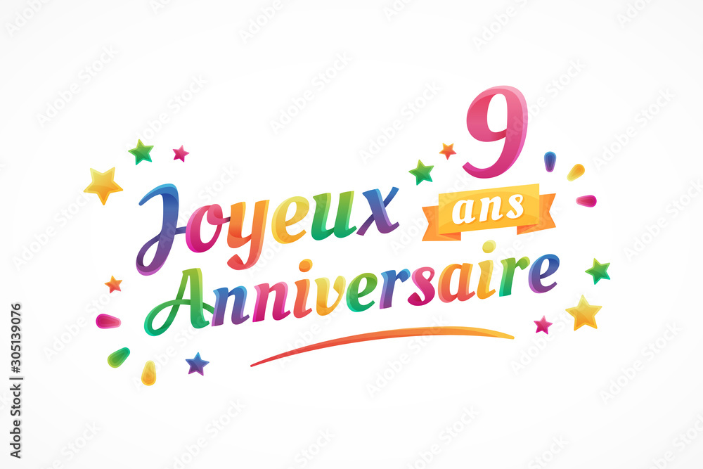 joyeux-anniversaire-9-ans-carte-de-v-ux-stock-vector-adobe-stock