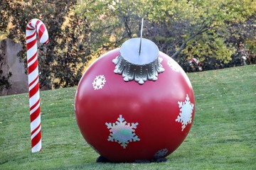 Large Christmas Ornaments on Display 