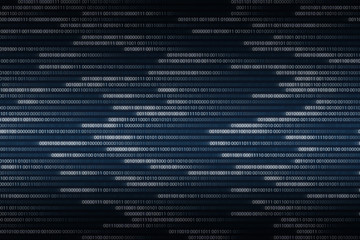 Wall Mural - binary code flowing right to left. light growing white digital numbers. illustration background for 