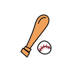 Canvas Print - baseball bat with ball sport icon