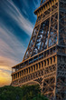 Beautiful Details of Eiffel Tower under an amazing Sky, Paris France