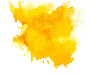 Wall Mural - yellow splashes of paint watercolor on paper.