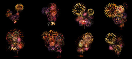 Wall Mural - multiple fireworks collection set (high resolution)