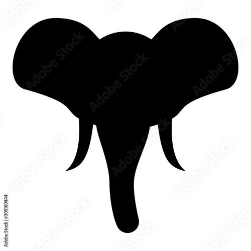 Head of elephant silhouette mascot front view African or Indian animal ...