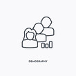 demography outline icon. Simple linear element illustration. Isolated line demography icon on white background. Thin stroke sign can be used for web, mobile and UI.