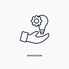 Innovation outline icon. Simple linear element illustration. Isolated line Innovation icon on white background. Thin stroke sign can be used for web, mobile and UI.