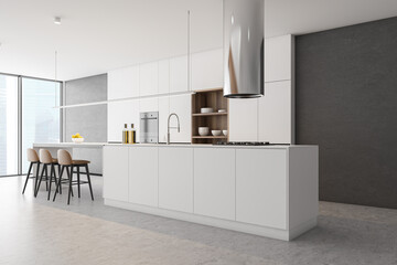 white kitchen corner with bar