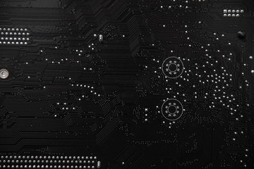 back side of a computer motherboard