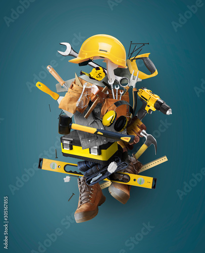 Fotomural Construction tools and instruments, a concept on the theme of tools