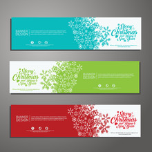 Set Template Design Merry Christmas Horizontal Banner. Christmas Offer. Vector.