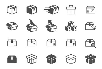 box vector icons isolated on white background. packaging boxes icons for web, mobile apps and ui des