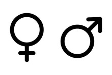Male And Female Icon, Symbol Set. Website Design Vector Illustration Isolated On White Background