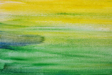 Yellow Green Abstract Background. Oil Paints On Canvas.