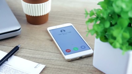 Incoming call request on smart phone display