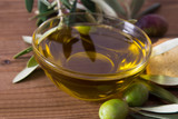 Fototapeta  - glass vessel with extra virgin olive oil