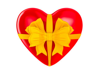 Wall Mural - heart with bow on white background. isolated 3d illustration