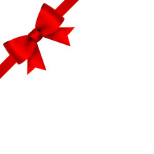 Red Bow For Gift And Greeting Card Isolated On White
