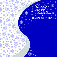 Poster - Vector illustration of Christmas card with snowflakes background on blue background