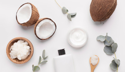 Wall Mural - coconut butter of natural components on white