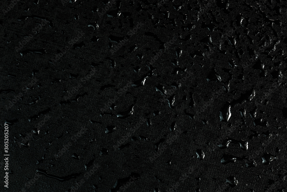 black flat rubber surface with water drops dark macro background - obrazy, fototapety, plakaty 