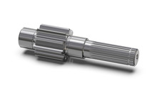 Gear Shaft With Splines On A White Background, 3D Illustration.