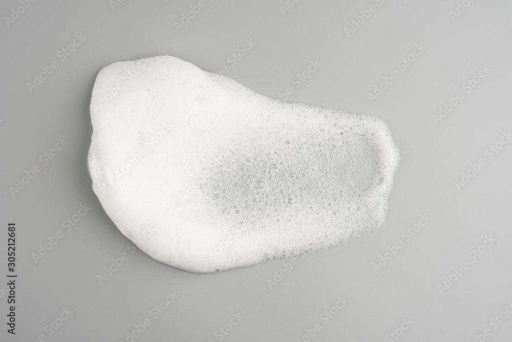 Foam bubble on gray background on top view object beatuy health care concept design - obrazy, fototapety, plakaty 