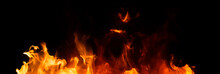 Panorama Fire Flames On Black Background