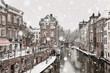 Utrecht winter snowfall view