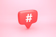 Hashtag social media notification with heart icon