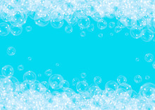 Soap Suds Float On A Blue Water