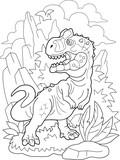 Fototapeta Dinusie - prehistoric predatory dinosaur allosaurus, coloring book, funny illustration