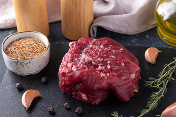 Canvas Print - Delicious raw beef steak ready to cook.