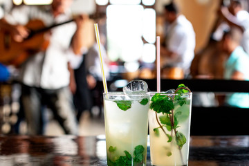 Mojito cocktail in a bar in Cuba / Havana