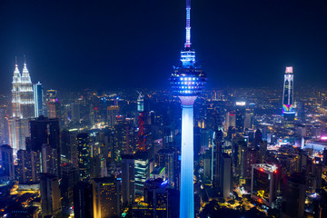 KL Tower with petronas twin towers and TRX building