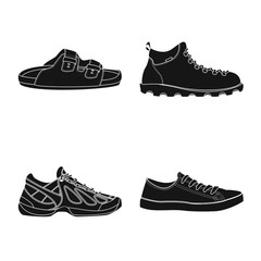 Wall Mural - Isolated object of shoe and footwear icon. Set of shoe and foot vector icon for stock.