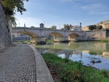 Roma - Ponte Vittorio Emanuele II Dalla Riva Del Tevere