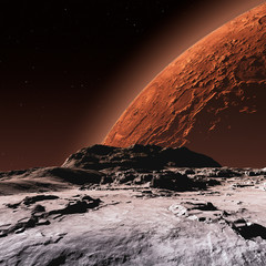 Wall Mural - mars view from phobos moon surface