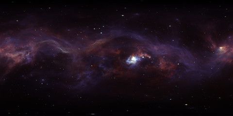 Wall Mural - 360 degree space nebula, equirectangular projection, environment map. hdri spherical panorama. space