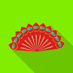 Wall Mural - Isolated object of fan and oriental sign. Collection of fan and cool stock symbol for web.