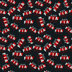 Wall Mural - Black Friday sale seamless pattern. Special offer discount. Lettering on dark background. Vector illustration.