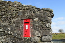 Victorian Red Mailbox On The Stone House In Dartmoor, Devon