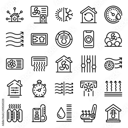 Cuadros en Lienzo Climate control systems icons set