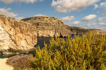 Wall Mural - view of malta coast and mediterranean sea at blue grotto, malta