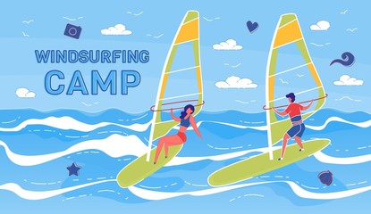 Windsurfing Summer Camp Vector Banner Template