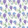 © Ellivelli - Watercolor seamless pattern Spring flowers. Festive background