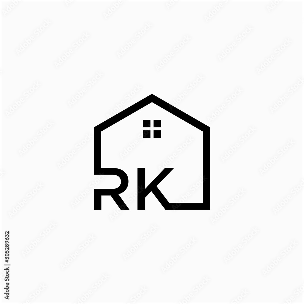 letter RK with Line House Real Estate Logo. home initial R K concept ...