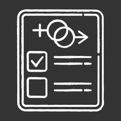 Sticker - Sex test chalk icon. Examination page. Male, female relationship psychometrical report. Gender determination, verification. Sexual preferance check. Safe sex. Isolated vector chalkboard illustration